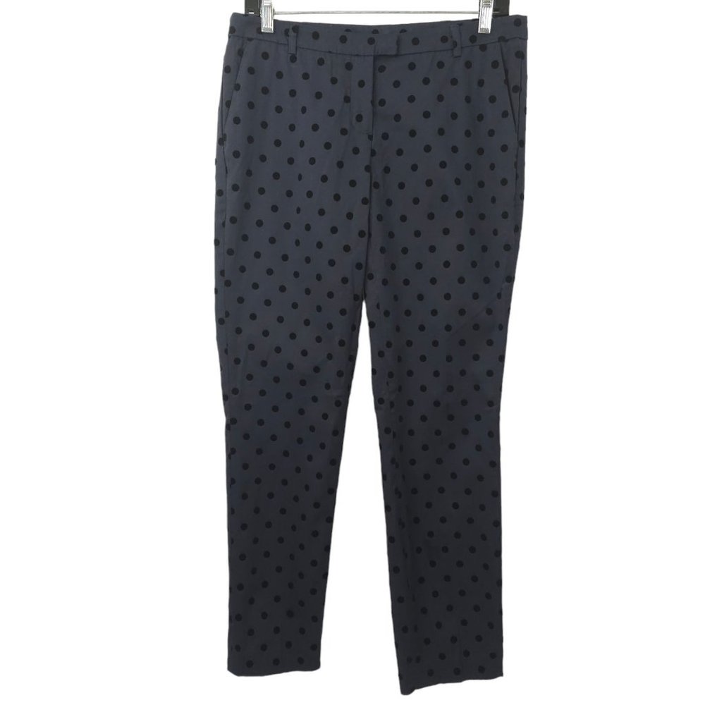 Cynthia Rowley Polka Dot Pants Womens Size 4 Low Rise Ankle Length Blue Black